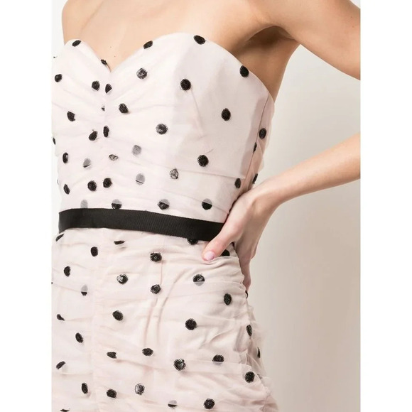 NWT Marchesa Notte Pink Strapless Dot Tulle Dress $795 - Picture 5 of 16